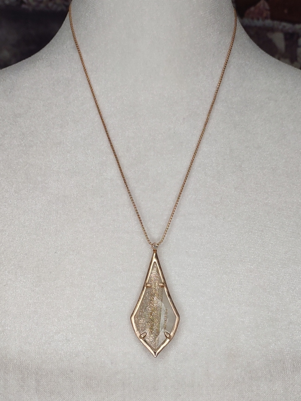 Kendra Scott "Olivia" Rose Gold Adjustable Slide Pendant Necklace